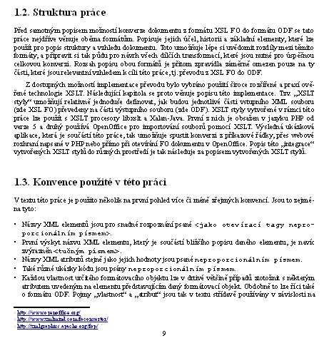 Různý formát textu a seznam s odrážkami – ODF